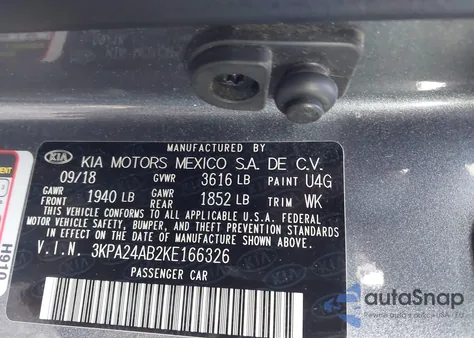 2019 Kia Rio S из США, поврежденный, VIN 3KPA24AB2KE166326